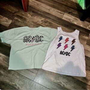 AC/DC Kids Graphic T-Shirts - Mint Green and White